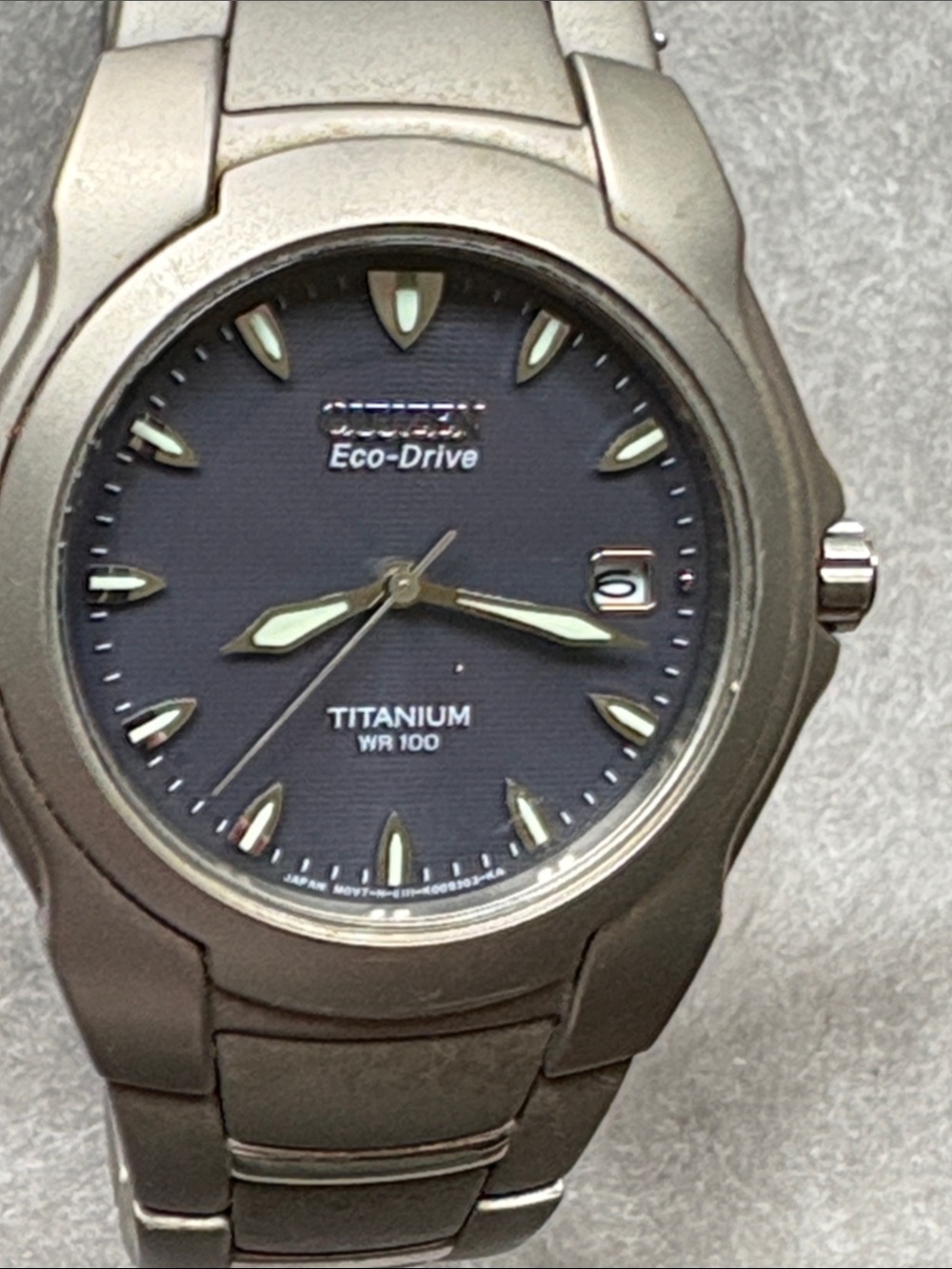 Citizen Eco Drive Titanium Men's Watch with Blue Dial and Silver Bracelet - Picture 2 of 9